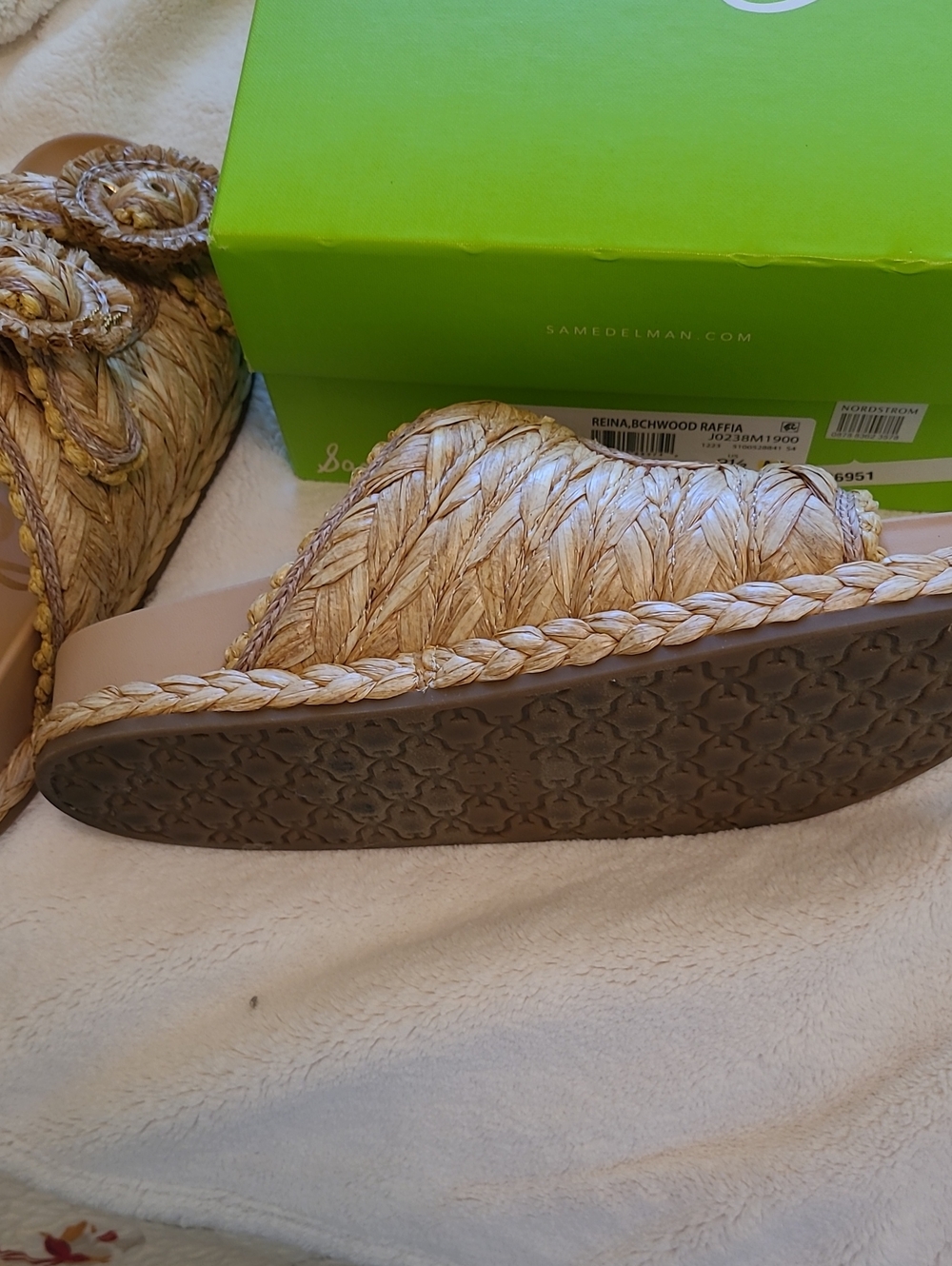 Sam Edelman Natural Woven Slide Sandals in Beige - Picture 3 of 3